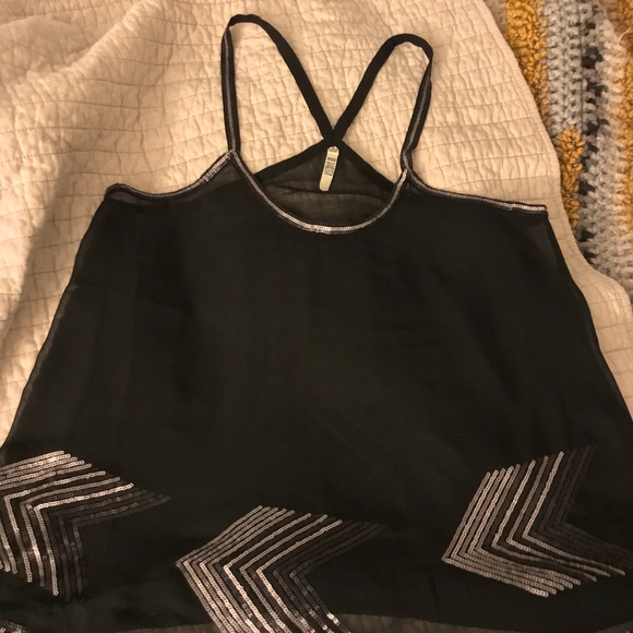 Black with silver sequins tank top. - Picture 3 of 7